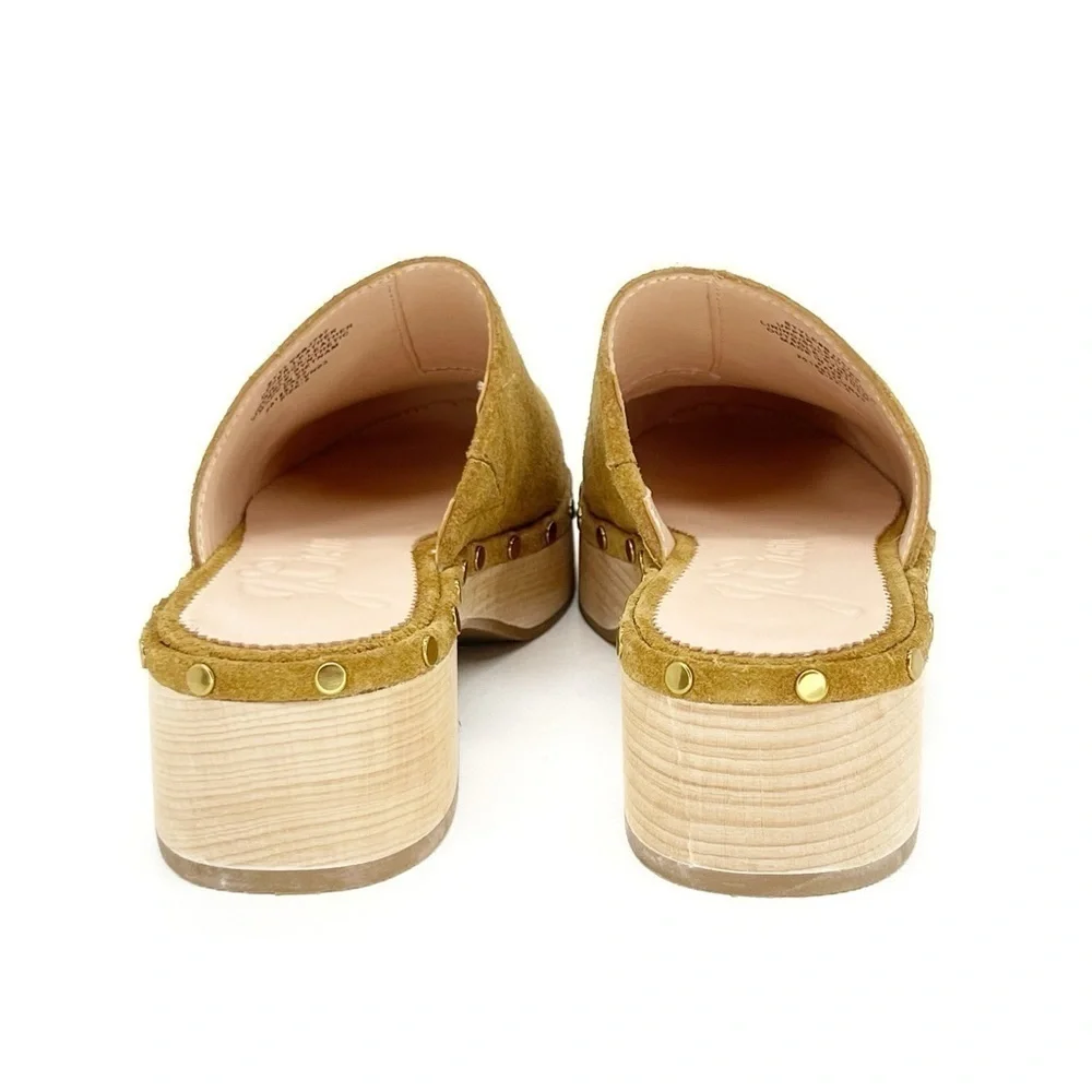 J. Crew Dakota Clogs Women’s Size 5 Burnished Pecan Brown Suede Studded 70s EUC